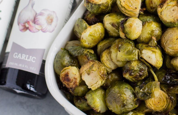 White Garlic Balsamic Roasted Brussels Sprouts - Branch and Vines