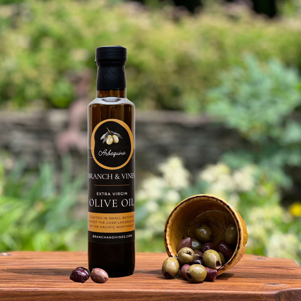 'Arbequina Organic Extra Virgin Olive Oil' Branch and Vines