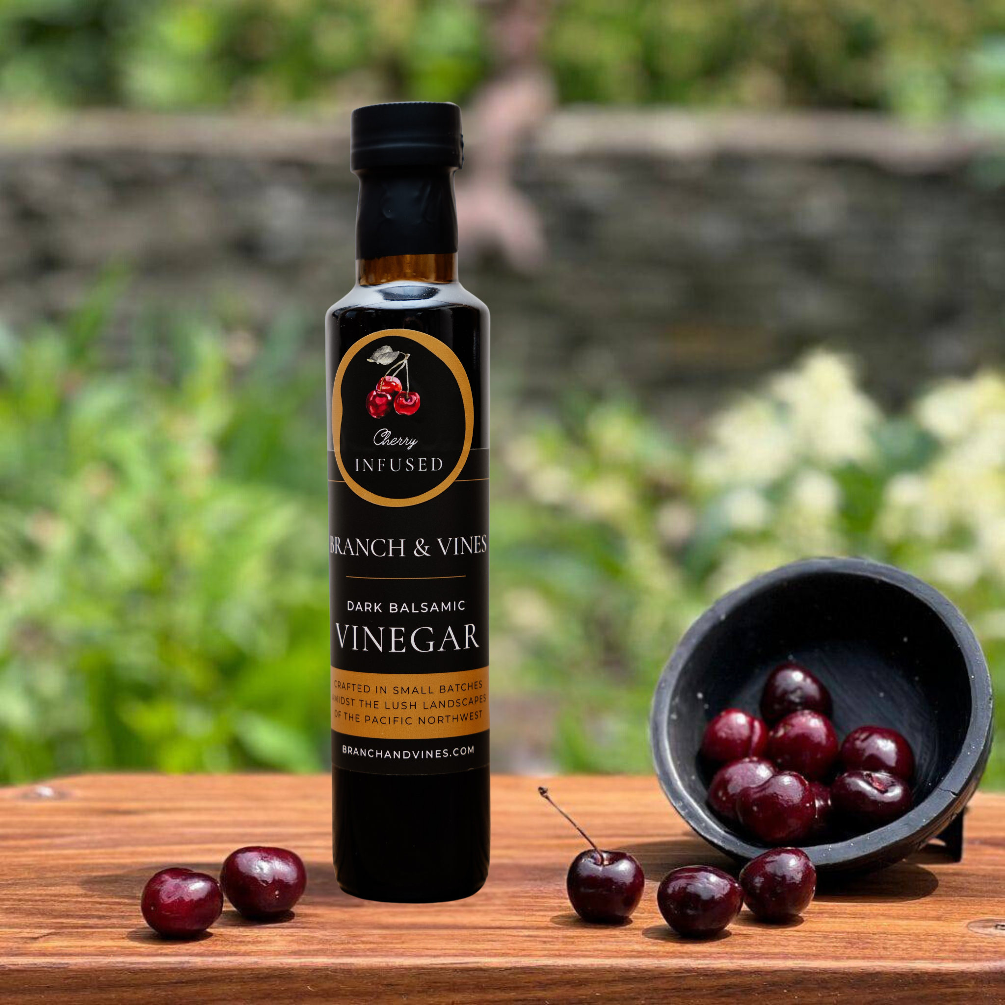 Black Cherry Balsamic Vinegar bottle.