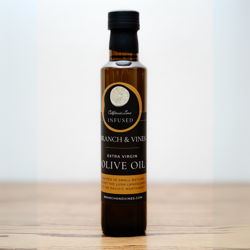 California Lime Infused Olive Oil bottle on a clean white background.
