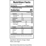 Close-up of the nutrition label for Maple Dark Balsamic Vinegar.