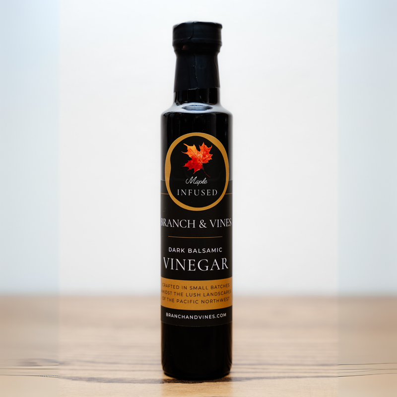 Maple Dark Balsamic Vinegar bottle on a clean white background.