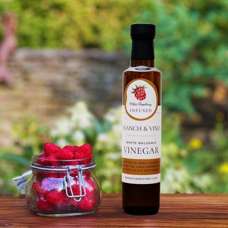 Raspberry White Balsamic Vinegar bottle.