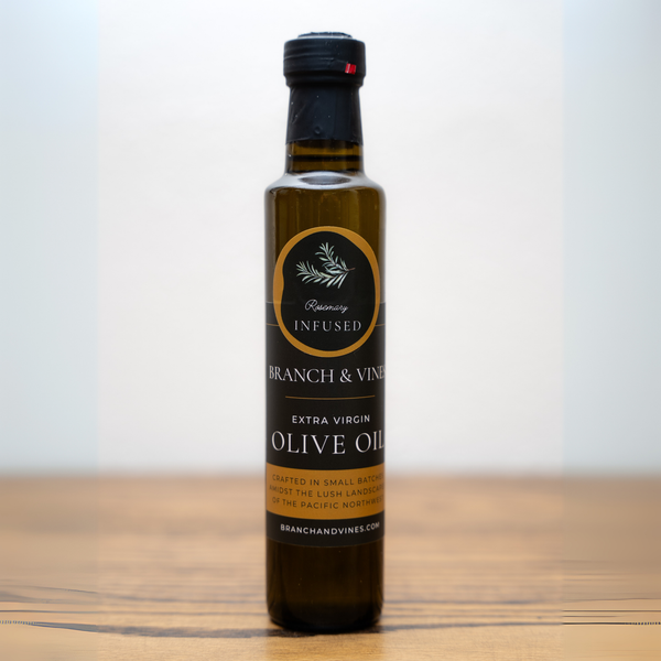 Rosemary Infused Olive Oil bottle on a clean white background.