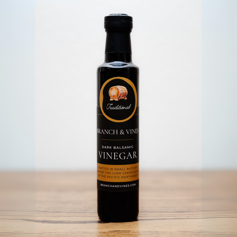 Traditional Barrel Aged Balsamic Vinegar bottle on a clean white background.