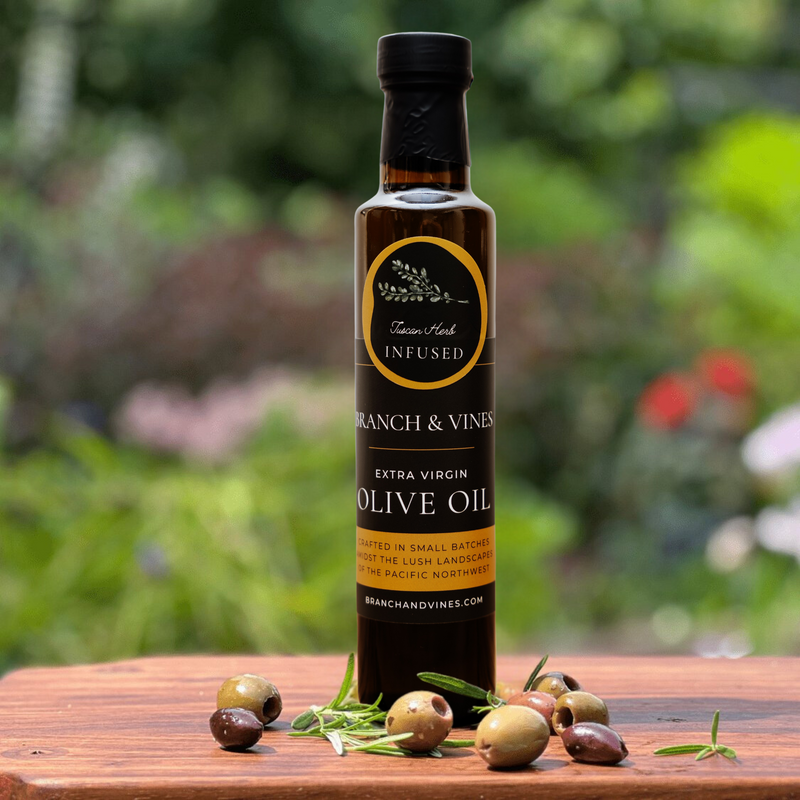 Tuscan Herb Infused Olive Oil bottle.