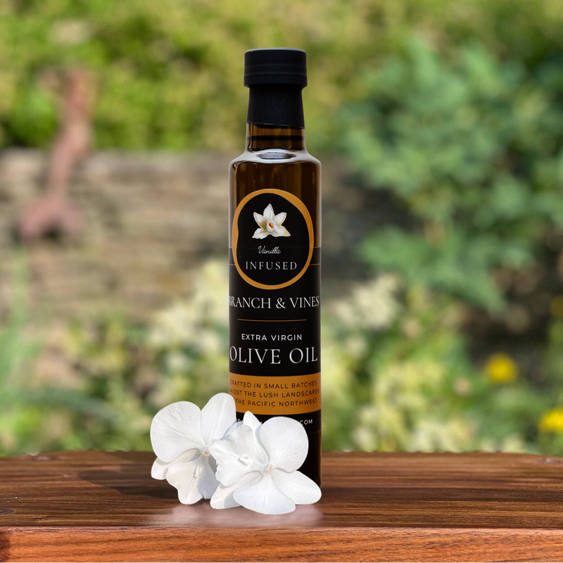 Vanilla Infused Olive Oil bottle.