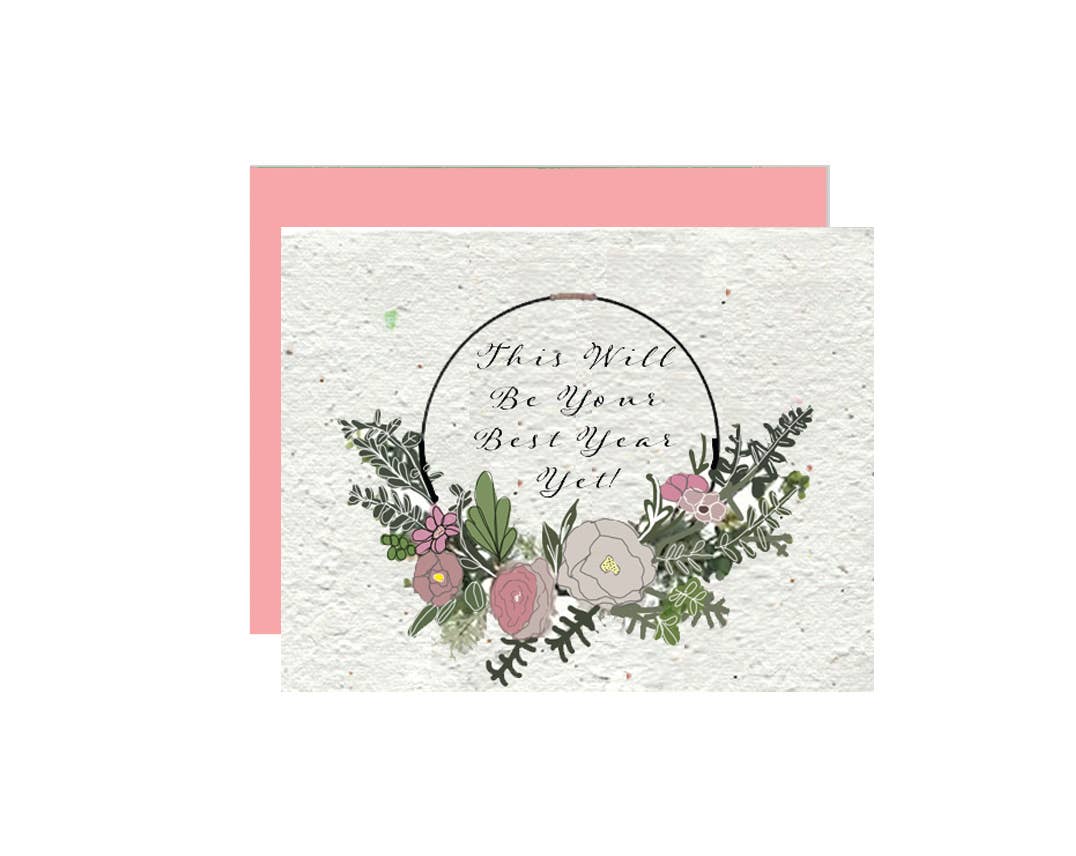 "Growing Hopes: Flourishing Year Ahead" Wildflower Seed Pape - Branch and Vines