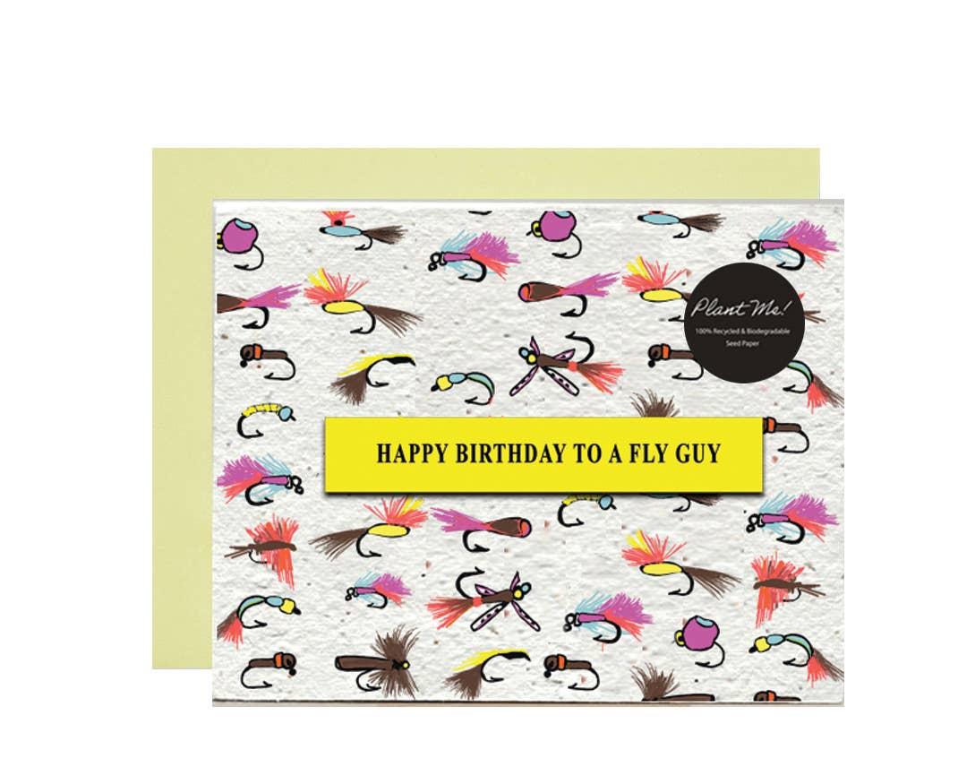 Reel Birthday Wishes: Fly Fishing Flies Card - Branch and Vines
